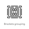 outline brackets grouping vector icon. isolated black simple line element illustration from signs concept. editable vector stroke