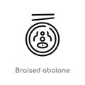 outline braised abalone vector icon. isolated black simple line element illustration from food and restaurant concept. editable