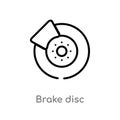 outline brake disc vector icon. isolated black simple line element illustration from transportation concept. editable vector Royalty Free Stock Photo