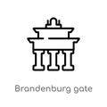 outline brandenburg gate vector icon. isolated black simple line element illustration from buildings concept. editable vector Royalty Free Stock Photo