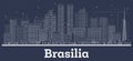Outline Brasilia Brazil City Skyline with White Buildings Royalty Free Stock Photo