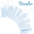 Outline Brasilia Skyline with Blue Buildings and Copy Space. Royalty Free Stock Photo