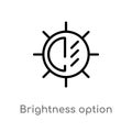 outline brightness option vector icon. isolated black simple line element illustration from electronic stuff fill concept.