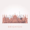 Outline Brighton skyline with landmarks.