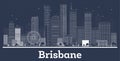 Outline Brisbane Australia City Skyline with White Buildings