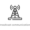outline broadcast communications tower vector icon. isolated black simple line element illustration from technology concept.