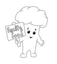 The outline of broccoli holding a poster with the inscription Healthy Food