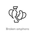 outline broken amphora vector icon. isolated black simple line element illustration from greece concept. editable vector stroke