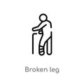 outline broken leg vector icon. isolated black simple line element illustration from humans concept. editable vector stroke broken Royalty Free Stock Photo