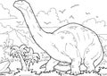 Outline Brontosaurus Dinosaur Illustration Royalty Free Stock Photo