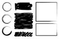 Outline brush borders in grunge style. Vector rectangles and circles in stroke style. Royalty Free Stock Photo