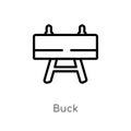 outline buck vector icon. isolated black simple line element illustration from gym equipment concept. editable vector stroke buck