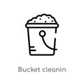 outline bucket cleanin vector icon. isolated black simple line element illustration from cleaning concept. editable vector stroke Royalty Free Stock Photo