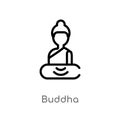 outline buddha vector icon. isolated black simple line element illustration from india and holi concept. editable vector stroke