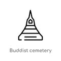 outline buddist cemetery vector icon. isolated black simple line element illustration from buildings concept. editable vector Royalty Free Stock Photo