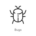 outline bugs vector icon. isolated black simple line element illustration from technology concept. editable vector stroke bugs
