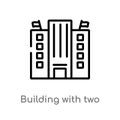 outline building with two flags vector icon. isolated black simple line element illustration from buildings concept. editable Royalty Free Stock Photo