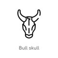 outline bull skull vector icon. isolated black simple line element illustration from wild west concept. editable vector stroke