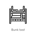 outline bunk bed vector icon. isolated black simple line element illustration from furniture concept. editable vector stroke bunk