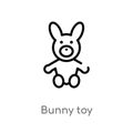 outline bunny toy vector icon. isolated black simple line element illustration from toys concept. editable vector stroke bunny toy