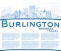 Outline Burlington Iowa City Skyline with Blue Buildings and Cop