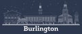 Outline Burlington Vermont City Skyline with White Buildings