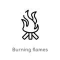 outline burning flames vector icon. isolated black simple line element illustration from nature concept. editable vector stroke Royalty Free Stock Photo