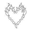 Outline burning heart icon. Heart silhouette with fire, blazing love pictogram Royalty Free Stock Photo