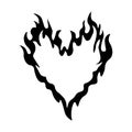 Outline burning heart icon. Heart silhouette with fire, blazing love pictogram Royalty Free Stock Photo