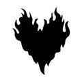 Outline burning heart icon. Heart silhouette with fire, blazing love pictogram Royalty Free Stock Photo