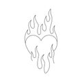 Outline burning heart icon. Heart silhouette with fire, blazing love pictogram Royalty Free Stock Photo