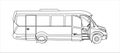 Outline Bus with an open door, Side view. Tourist bus. Sightseeing bus. Modern flat Vector illustration