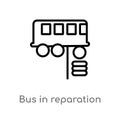 outline bus in reparation vector icon. isolated black simple line element illustration from mechanicons concept. editable vector Royalty Free Stock Photo