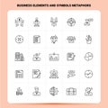 OutLine 25 business elements and symbols metaphors Icon set. Vector Line Style Design Black Icons Set. Linear pictogram pack. Web Royalty Free Stock Photo