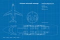 Outline business jet interior concept. Private aircraft map. Top view of regional plane. Plane seats scheme. Drawing