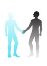 Outline business man shake hand isolated hand drawn illustration