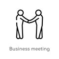 outline business meeting vector icon. isolated black simple line element illustration from humans concept. editable vector stroke Royalty Free Stock Photo