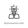 outline businessman with an idea vector icon. isolated black simple line element illustration from business concept. editable