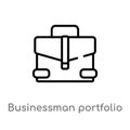 outline businessman portfolio vector icon. isolated black simple line element illustration from tools concept. editable vector Royalty Free Stock Photo