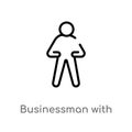 outline businessman with tie vector icon. isolated black simple line element illustration from humans concept. editable vector