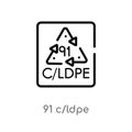 outline 91 c/ldpe vector icon. isolated black simple line element illustration from user interface concept. editable vector stroke