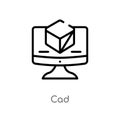 outline cad vector icon. isolated black simple line element illustration from technology concept. editable vector stroke cad icon