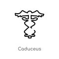 outline caduceus vector icon. isolated black simple line element illustration from greece concept. editable vector stroke caduceus Royalty Free Stock Photo