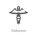 outline caduceus vector icon. isolated black simple line element illustration from medical concept. editable vector stroke Royalty Free Stock Photo