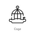 outline cage vector icon. isolated black simple line element illustration from animals concept. editable vector stroke cage icon Royalty Free Stock Photo