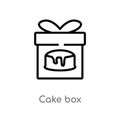 outline cake box vector icon. isolated black simple line element illustration from bistro and restaurant concept. editable vector