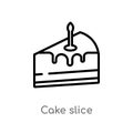 outline cake slice vector icon. isolated black simple line element illustration from birthday party and wedding concept. editable Royalty Free Stock Photo