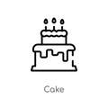 outline cake vector icon. isolated black simple line element illustration from brazilia concept. editable vector stroke cake icon