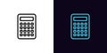 Outline calculator icon, with editable stroke. Math calculator sign, counting device pictogram. Business data calculation