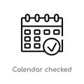 outline calendar checked vector icon. isolated black simple line element illustration from ultimate glyphicons concept. editable